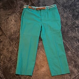⭐️NWT Vintage BAHAMA SEARS Men's Teal Pants with Belt Holiday Resortwear Coastal